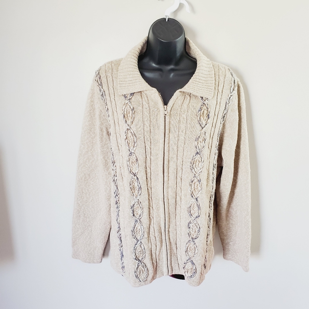 S2 Tradition Wool Vintage Retro 90s Fisherman Style Embellished Zip Up Jacket 12